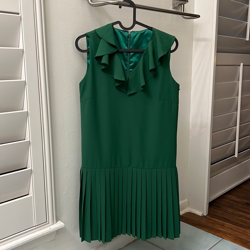 Green Pleated Mini Dress